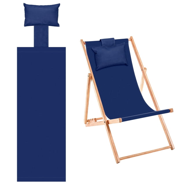 Uxcell Chaise à Sangle de Plage de Remplacement en Toile pour Chaise Longue avec Coussin Bleu Foncé