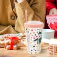 thumbnail image 3 of Holiday Time Christmas Santa Polka Dot Plastic Tumbler with Straw, Pink Glitter Lid, Partyware, 3 of 6