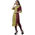 thumbnail image 4 of Moomaya Kurtis Droits Imprimés pour Femmes, Col en V, Manches Retroussables, Kurta Tunique, 4 of 6