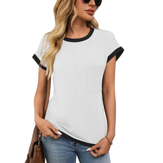 T-shirts à Manches Courtes pour Femmes Blanc TG