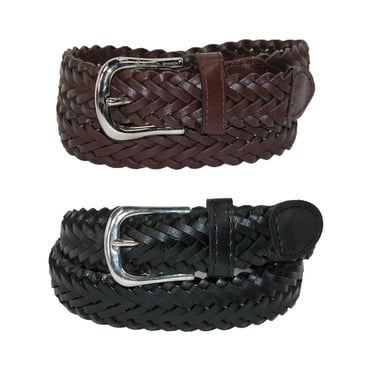 CTM® Ceinture Habillée Tressée Ajustable en Cuir pour Garçons (Lot de 2 Couleurs)