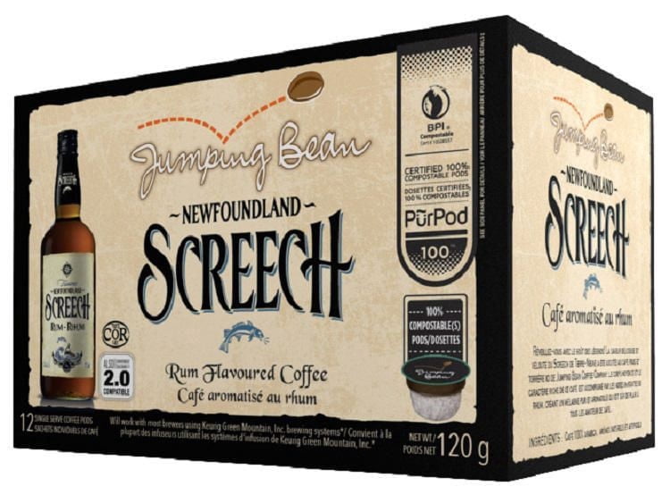 Jumping Bean Newfoundland Screech Rum Flavoured Coffee PODS