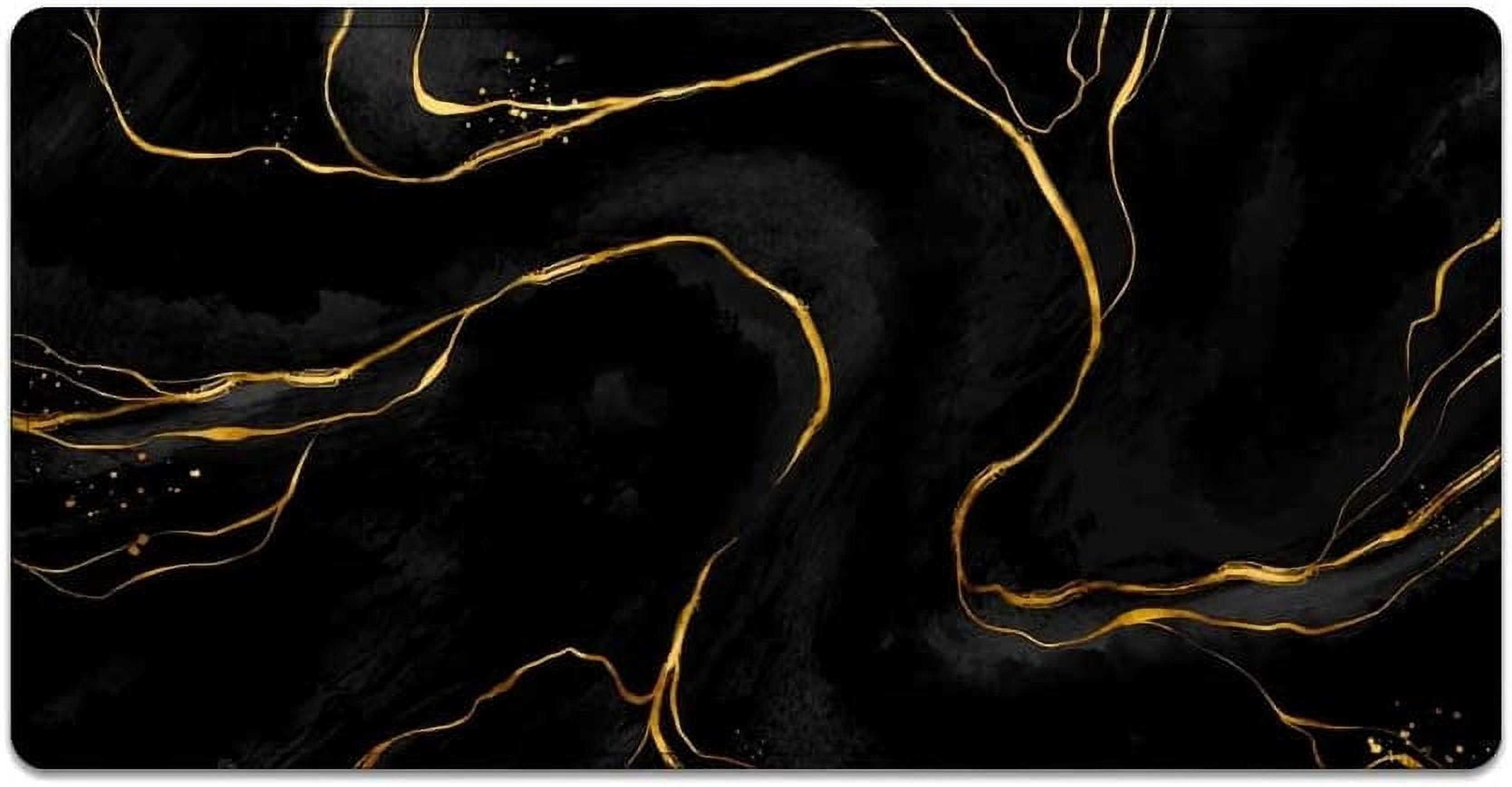 Large Mouse Pad 31.4 x 15.7inches 3mm XXL Extended Gaming Mouse Pad Mat with Non-Slip Base Stitched Mousepad for Computer,Office,Keyboard and Laptop- Black Gold \u200bCoffee Marble,Waterproof Desk Mat