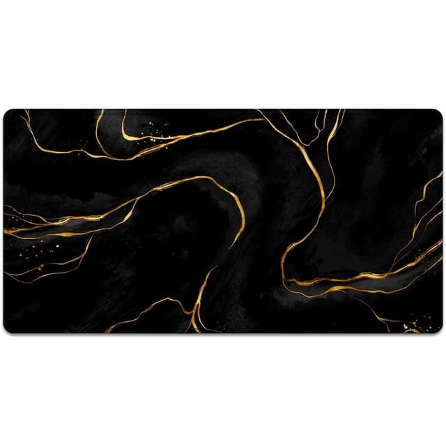 Large Mouse Pad 31.4 x 15.7inches 3mm XXL Extended Gaming Mouse Pad Mat with Non-Slip Base Stitched Mousepad for Computer,Office,Keyboard and Laptop- Black Gold \u200bCoffee Marble,Waterproof Desk Mat