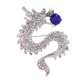 thumbnail image 2 of Hommes Rétro Style Dragon Broche Corsage Parti Badge Bijoux Broche Badge Argent + Bleu, 2 of 9