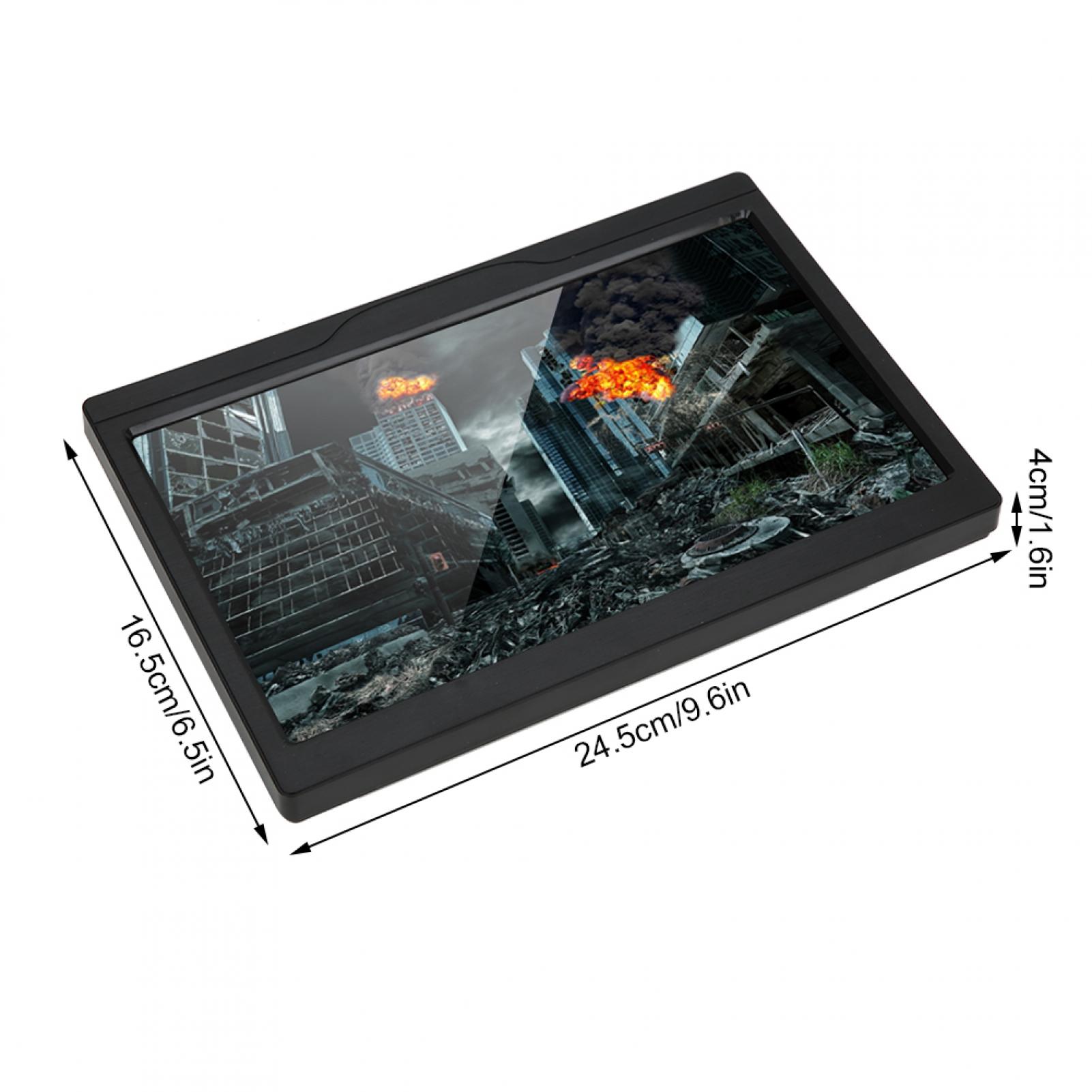 10.1in Monitor Screen Portable 178 Wide Viewing Angle Flicker-free 16: 9 Monitor Panel for  Computer Secondary Screen Car Game Console with Sound US Plug 1024x600
