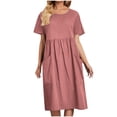 thumbnail image 2 of Jusqu'à 65 % de Rabais! Robes d'Été à la Mode pour Femmes 2024 Grande Taille Décontractées à Col Rond à Manches Courtes Robe à Taille Haute, 2 of 6