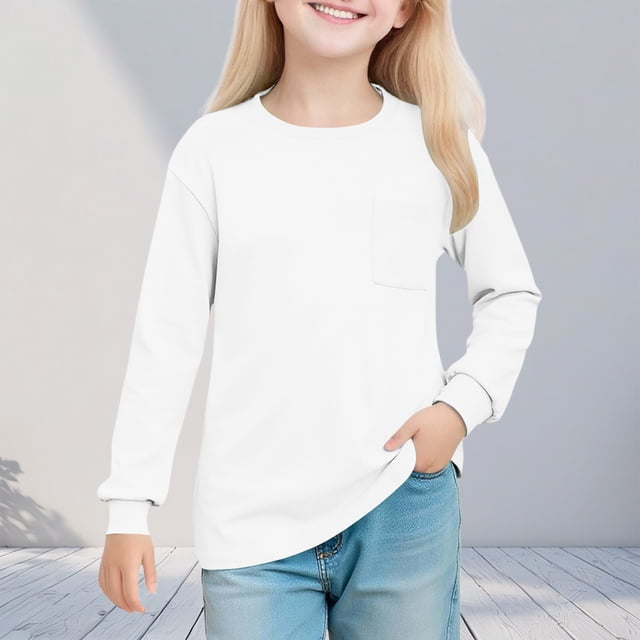 Cowsor Chandails à Col Rond Unis pour Fille Sans Capuchon, Décontractés, à Blocs de Couleur, Manches Longues, Chandails à Enfiler