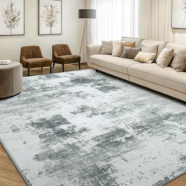 OLANLY Modern Abstract Area Rugs for Living Room, 5x7 Non Slip Machine Washable Rug, Lightweight Low Pile Floor Carpet for Bedroom, Dining Room, Nursery, Home Office, Ent