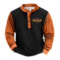 thumbnail image 2 of Men's Retro Halloween Quarter Button Collar Sweatshirt Haunted House Acting Essential Partially Buttoned Pullover Vintage Horror Print Last-Minute Halloween Party, 2 of 4