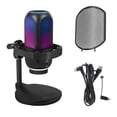 thumbnail image 1 of USB Condenser Microphone for Streaming and Phone Recording With Noise Reduction 192 kHz/24 Bit Sampling 7.68 in x 4.84 in x 4.84 in, 1 of 6