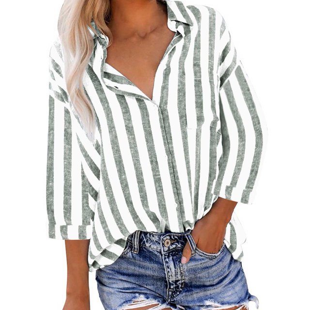 Xihbxyly Hauts Grande Taille pour Femmes Manches 3/4 Mode Décontractée Imprimé Manches Courtes Col Rond Blouses Chemises Offres Hebdomadaires