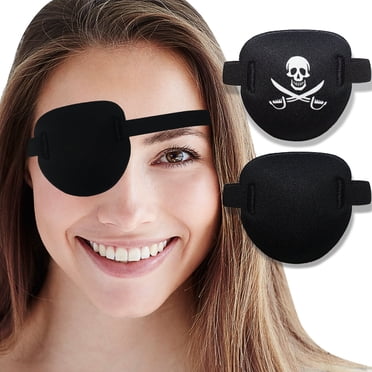 AMZVIO Cache-Oeil Pirate pour Adultes et Enfants, Cache-Oeil Médical 3D pour Adultes Oeil Gauche et Droit, Cache-Oeil Ajustable pour après Chirurgie de la Cataracte Oeil Paresseux Noir