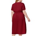 thumbnail image 4 of Ovzne Robes pour Femmes Robe d'Été Robe d'Été pour Femmes Grande Taille Couleur Unie Col en V Manches Courtes Décontractée Robe à Fines Bretelles Robe de Printemps Manches Courtes Liquidation, 4 of 6