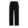 thumbnail image 4 of Women High Waisted Wide Leg Pants Drawstring Elastic Trousers Comfy Straight Leg Long Pants With Pockets, 4 of 6
