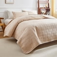 thumbnail image 4 of Wzzjkit Double Sided Washed Cotton Quilted Bed Cover 3 Pcs Set Solid Colo Pillowcase20x26in, 4 of 6