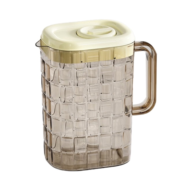 WRKEKC Clearance 2000ml Transparent Beverage Pitcher with Ribbed Handle | Leak-Proof ABS Plastic Water Jug for Bar, Kitchen, Parties | Dishwasher Safe
