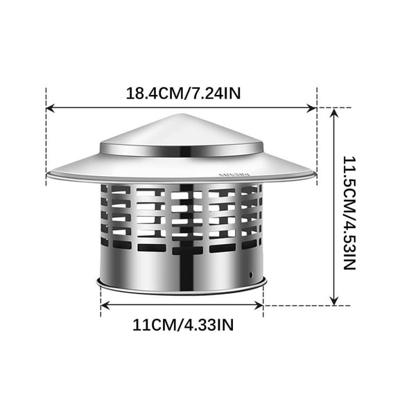 Rbaofujie Chimney Vent Cover Chimney Hat Top Chimney Cap Roof Rain Chimney Cover Stainless Steel Chimney Toppers with Screen