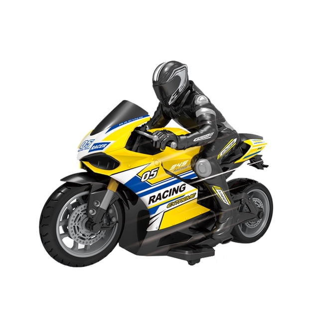 Yellow Kids Remote Control Motorcycle 2.4G High Speed Drift Toy For Age 6 Plus Rechargeable Battery 40 Meter Range Off Road Adventure