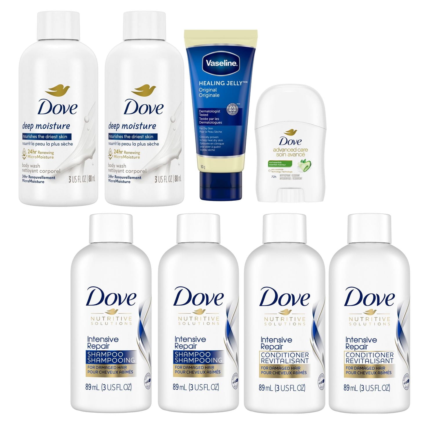 Dove + Vaseline Trial & Travel Pack 7-Piece Set