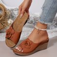 thumbnail image 4 of DXOUPM Sandals Womens Open Toe Floral Decorative Casual Wedge Sandals Slip on Ladies Shoes, 4 of 4