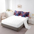 thumbnail image 4 of YST 3D Square Quilt with Flat Fitted Sheet Geometric Blocks Bed In A Bag 7 Piece King Neon Light Triangle Comforter Set Modern Urban Style Bedding Sets, 4 of 5
