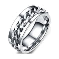 thumbnail image 3 of Miangastore Simple Ring Delicate Finger Ring Stainless Steel Jewelry Creative Ring Fashion Finger Ring for Man Boy Male (Steel Color With Box Size 12), 3 of 8
