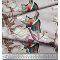 thumbnail image 3 of Soimoi Gray Poly Georgette Fabric Floral & Bird Print Fabric by the Yard 42 Inch Wide, 3 of 3