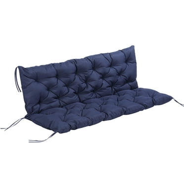 Outsunny Coussin de Balançoire de Porche Coussin de Banc de Jardin avec Dossier, Coussin Antidérapant 3 Places, Tapis Doux, Remplacement de Tapis de Chaise Balançoire pour Intérieur et Extérieur, 59.1 Pouces x 38.6 Pouces, Bleu Foncé