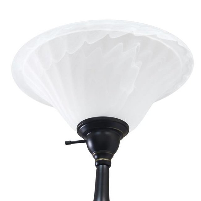 Lalia Home LHF-3003-RZ Torchiere Floor Lamp with Reading Light & Marble Glass Shades, Restoration Bronze