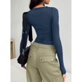 thumbnail image 3 of ORUYROP T-Shirts à Manches Longues pour Femmes Mode Automne 2023 Crop Tops Basiques Ajustés Y2K, 3 of 5
