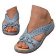 thumbnail image 1 of Mepaouo Womens Sandals Dressy Summer Low Wedge Flip Flops Comfortable Walking Beach Slip on Slides, 1 of 7