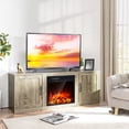 thumbnail image 2 of Costway Meuble Télé avec Foyer de 58 Pouces Console de Divertissement avec Foyer Électrique de 18 Pouces Naturel, 2 of 10