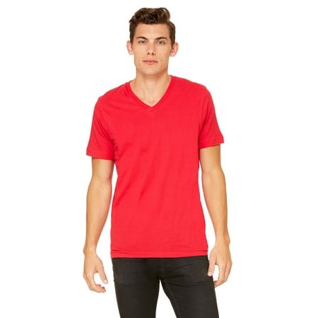 Bella Canvas Mens Jersey V-Neck Tee, M, Red