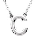 thumbnail image 1 of Precious Stars Unisex Sterling Silver Block Font C Initial Necklace, 1 of 2