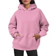 thumbnail image 4 of Womens Hoodies Fall Solid Oversize Hoodie Basic Pullover Sweatshirt Long Sleeve Drop Shoulder Design Sweaters for Women Red XS, 4 of 6