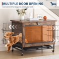 thumbnail image 4 of Ourlova Meuble Cage pour Animaux à Double Porte de 26 Pouces – Niche en Bois pour Chien avec Roues Verrouillables, Table d'Appoint Intérieure pour Animaux Résistante à la Mastication, Fini Brun Rustique, Logement Polyvalent pour Animaux, 4 of 8