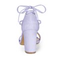 thumbnail image 3 of BLISSFUL STEP Sandales pour Femmes Unies d'Été à Talons Blocs à Lacets Violettes 8, 3 of 6
