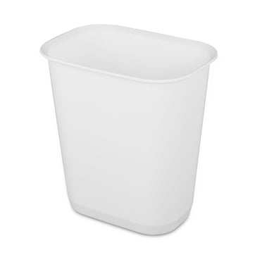 Sterilite 11,4 L Rectangular Wastebasket, Open Plastic Trash Can with Sleek Design for Small Spaces and Bathrooms, White