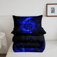 thumbnail image 4 of Musical Note Comforter Set,Fashion Romantic Glitter Music Theme Bedding Set for Adults Living Room,Starry Blue Sequins Print (Not Real) Chic Quilt Set 3 Pcs with 2 Pillowcases,King, 4 of 6
