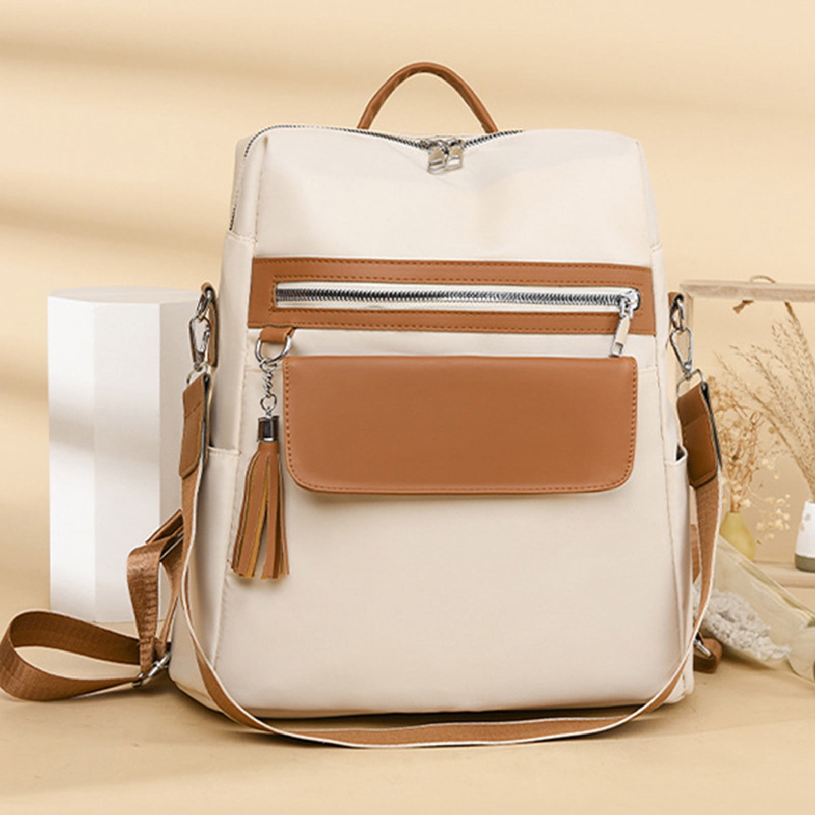 TopLLC Backpack Lightweight Backpack For School, Classic Basic Water Casual Daypack For Travel Fashion Large Capacity Retro Contrast Soft Leather Travel Bag fashion backpack