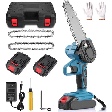 LAICAIW Mini Chainsaw, 6-Inch Cordless Electric Chain Saw, 24V Battery Powered Chainsaw with 2 Batteries, Portable One-Hand Chain Saw for Gardening Tree Branch Trimming Wood Cutting