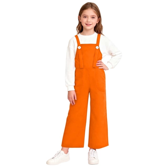 Children's Solid Color Pocket Jumpsuit, Mid Size Casual Overalls for Adults, Comfortable and Versatile