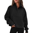thumbnail image 4 of Womens Half Zip Up Cropped Hoodies Pullovers Sweatshirts Quarter Zipper Rib Knit Sweaters Fall Winter Clothes 2023, 4 of 8