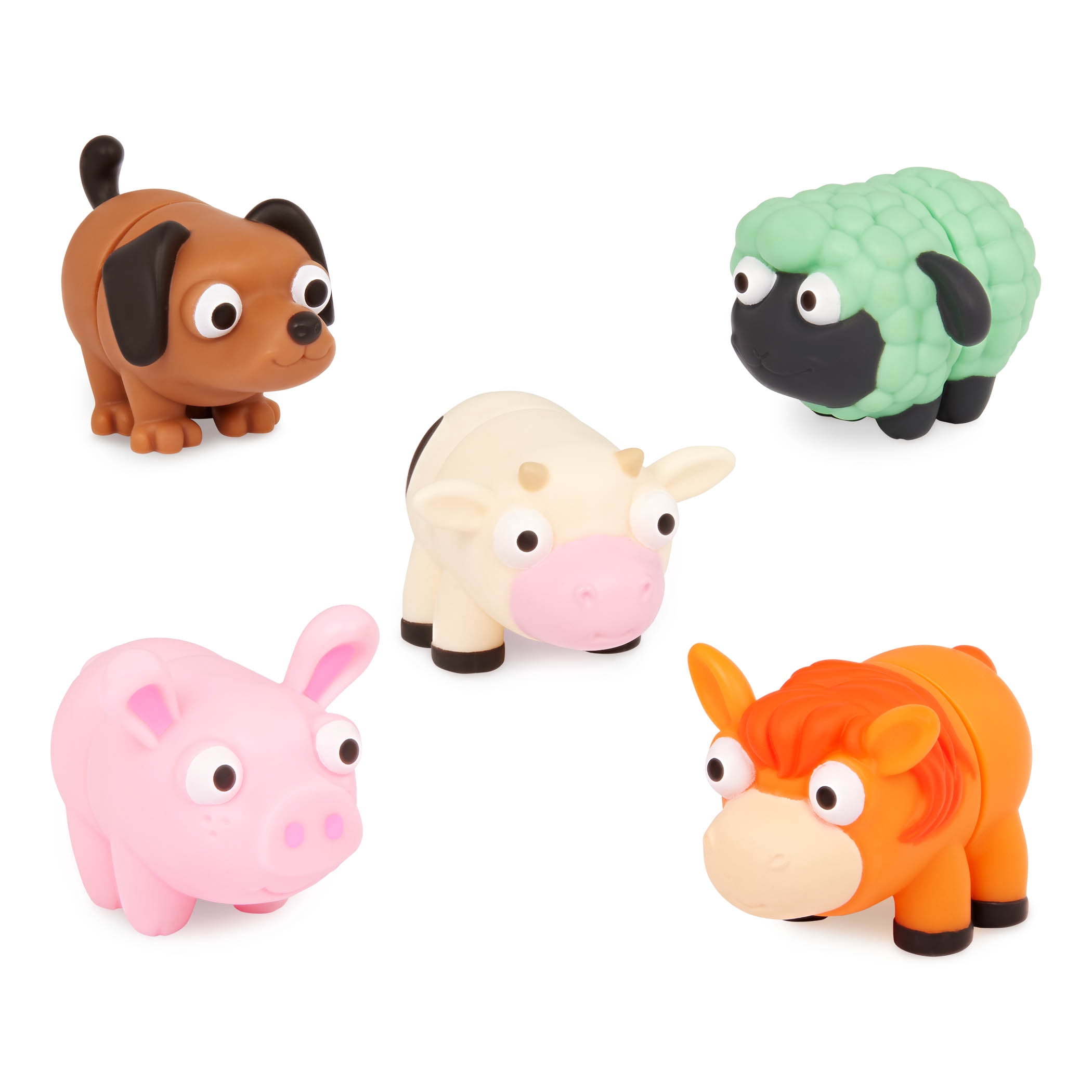 Battat Li'l Barn Buddies – Tubes d’animaux de ferme sensoriels (5 pièces), jouets pour tout-petits et enfants d’âge préscolaire.