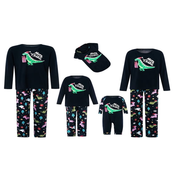 Christmas Family Matching Pyjamas Set Dinosaur Printed Pajama Set for Adults Kids Baby PJs Jammies Holiday Nightwear