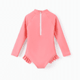 thumbnail image 2 of Disney Disney Princess Toddler Girl 1pc Moana/Areil Colorblock Ruffled Zipper UPF 40+ Long-sleeve Swimsuit, 2 of 8
