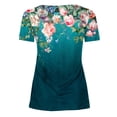 thumbnail image 5 of EGNMCR T-Shirts pour Femmes Femmes Mode Été Pli Imprimé Régulier Femmes Manches Courtes Col en V Bouton Haut, 5 of 5