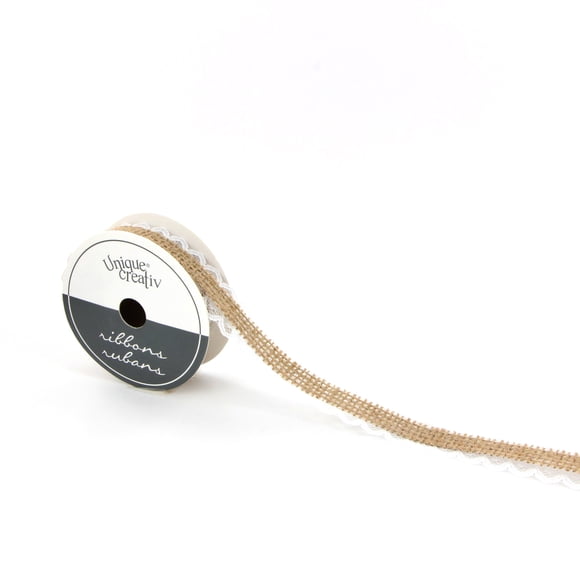 UNIQUE CREATIV, Ribbon, Burlap, White Lace, 20mm × 1.8m (0.78" × 2 yds)