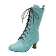 thumbnail image 1 of LOVZFMLL Bottes pour Femmes Bottes Chelsea Mi-Mollet à Lacets Bout Rond Sangles Ajustables Talon Évasé Moyen Bottes Mode Automne Hiver, 1 of 7